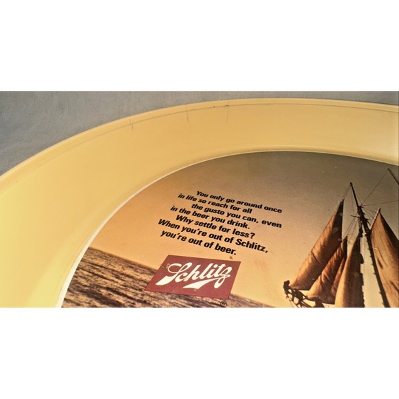 Vintage Schlitz Beer Serving Trays Schooner Sailboat 13" Bar Advertising - Picture 9 of 16